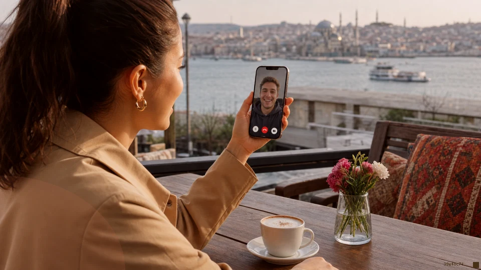 Telefonda görüntülü sohbet için en iyi oturma pozisyonu için ek açıklayıcı görsel